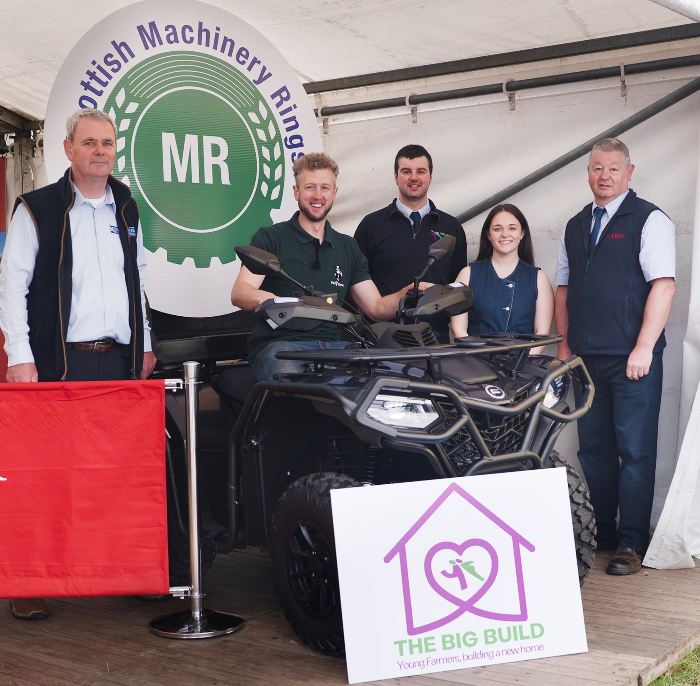 From left to right: John Murray of Thomas Murray Agricultural Engineers, Cammy Wilson, Euan Bremner and Anne Craig, from SAYFC and John Cowan from Tarff Valley. Image from Jason Wood.