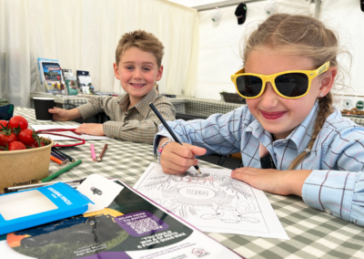 Children taking part in the CASE IH colouring competition